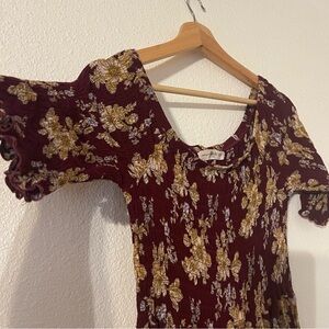 NATURAL LIFE Womens Floral Maxi Dress size L/XL in Burgundy and Yellow